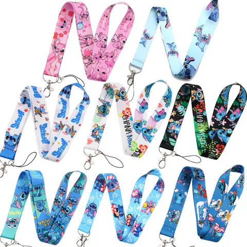 Stitch lanyard Neck Keychain Necklace Webbings Ribbons Anime Cartoon Neck Strap Lanyard ID badge Holder Keychain Lanyards