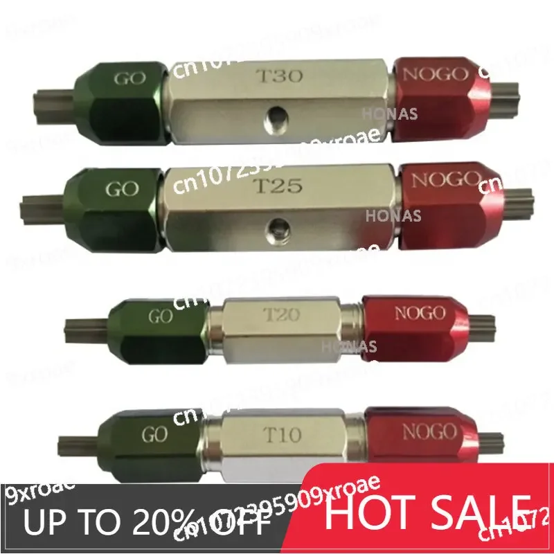 Screw Measuring T7 T8 T10 T15 T20 T30 T40 Handel Go and No Go Thread Gauges, ISO10664 Torx Ring Plug Gauge