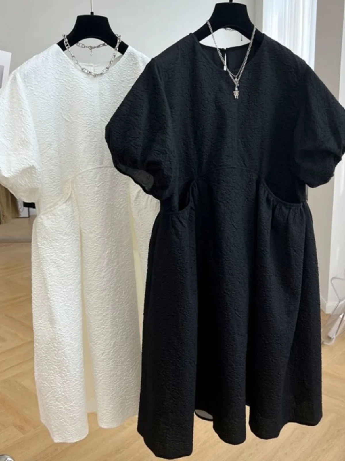 

plus Size Women's Summer Dr 300 Pou Floral Lantern Sve ort Sve Doll Dr Loose Midi Korean Sle round Ne