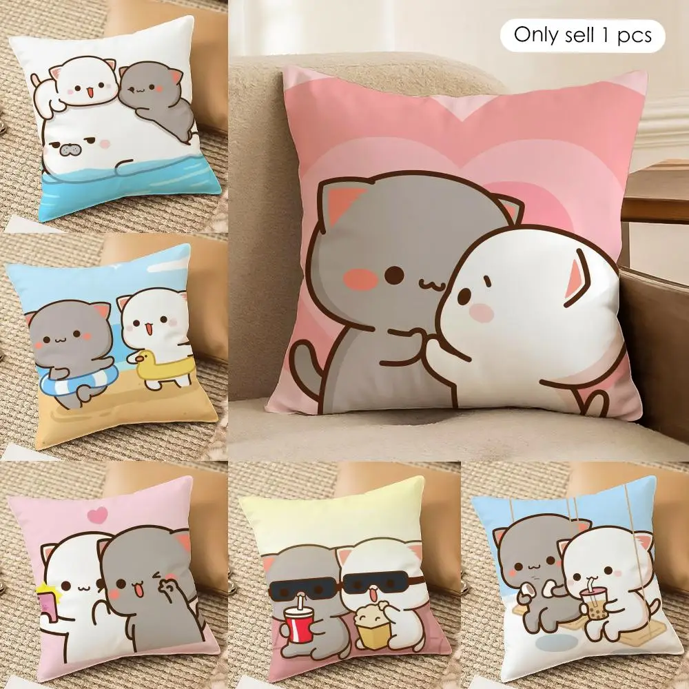 Sweet Cute P-Peach Gomas Cushion Cover Silky Short Plush Invisible Zipper Dustproof Sofa Pillow Case For Home Decor