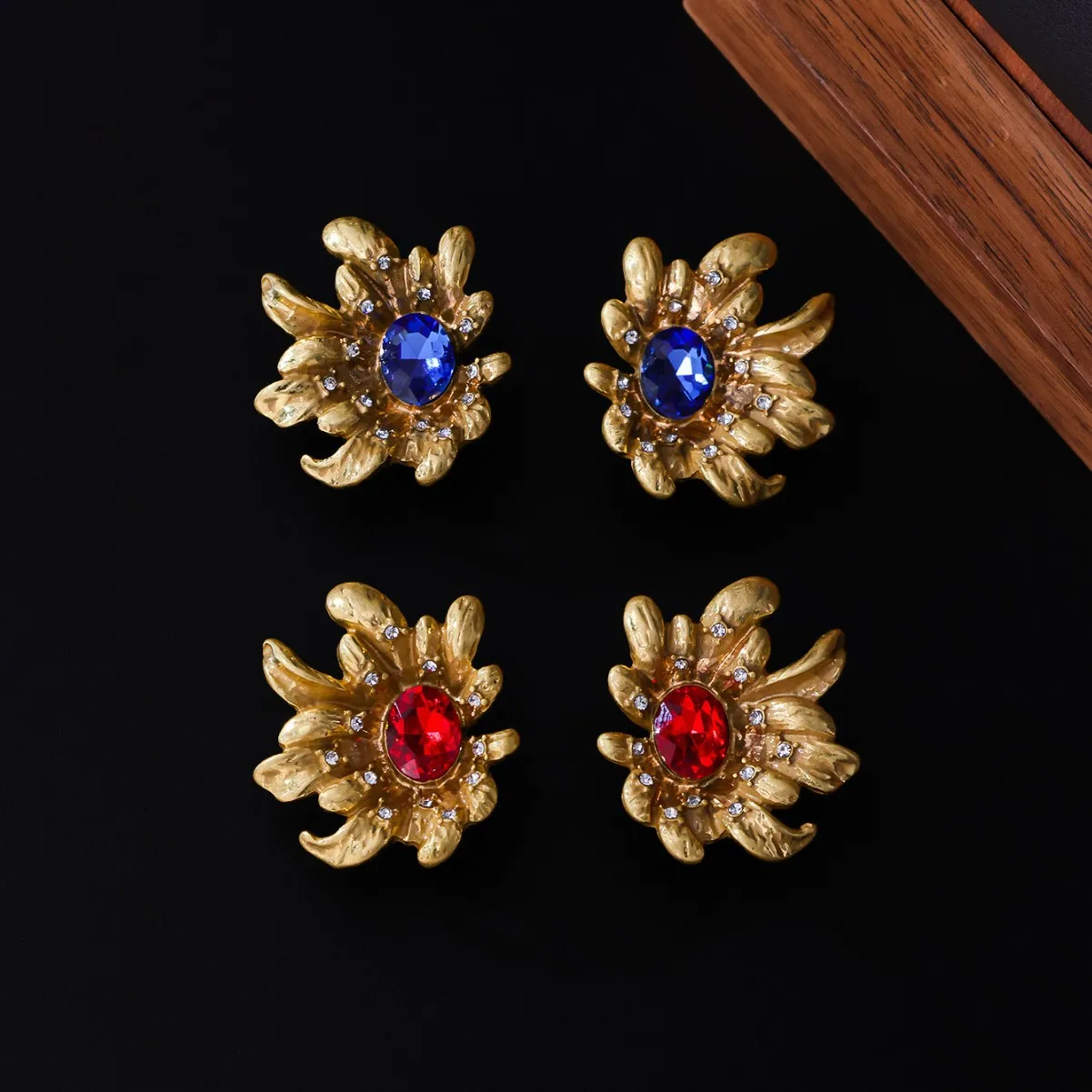 vintage серьги женские earrings retro versatile earrings gold-plated rhinestone flower ear stud