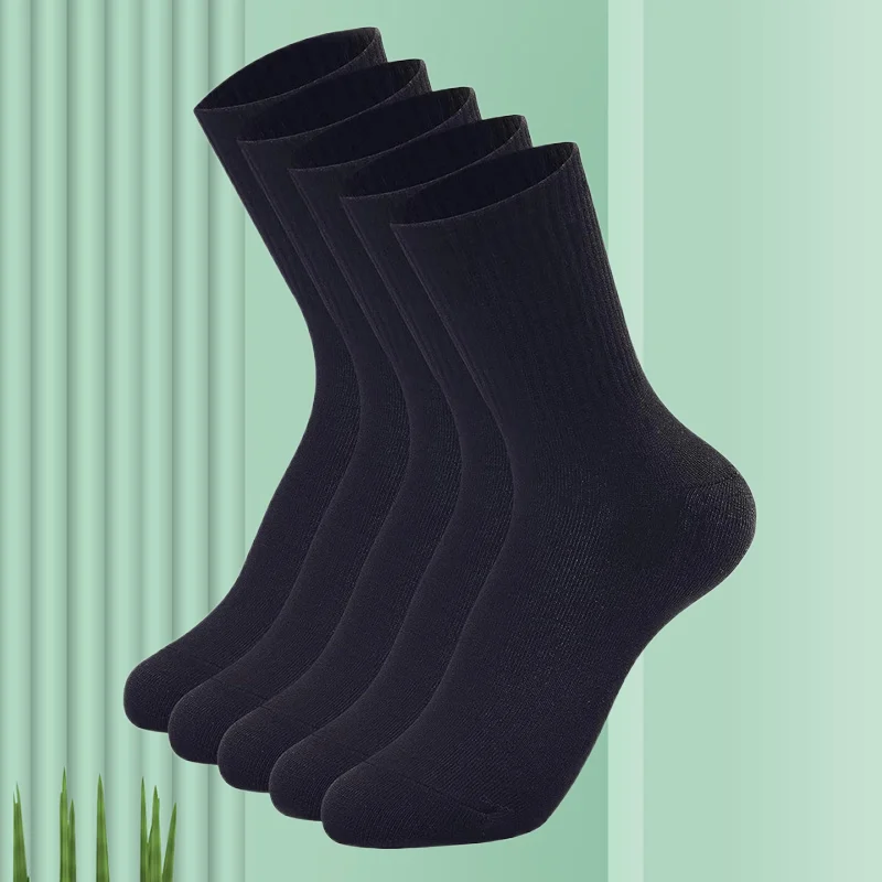 Calcetines deportivos de algodón para hombre, medias de alta calidad, suaves, transpirables, informales, color blanco y negro, 5/10 pares