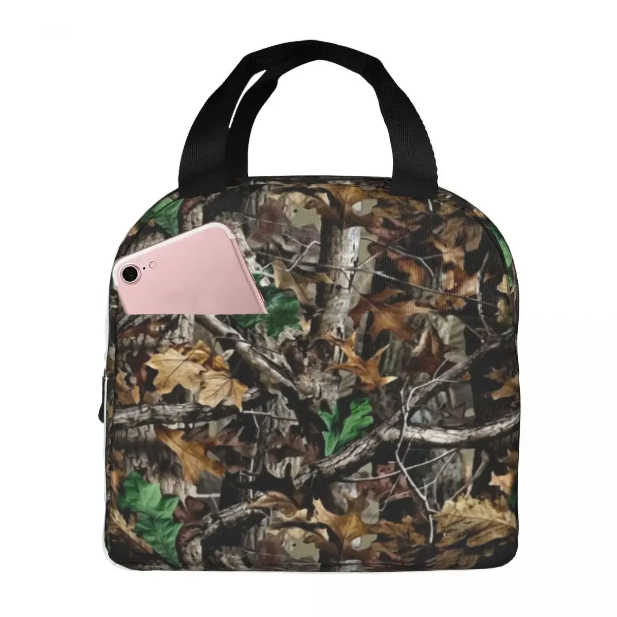 Real Tree Camouflage Camo Insulated Lunch Bag for Women Resuable Thermal Cooler Bento Box Office Picnic Travel