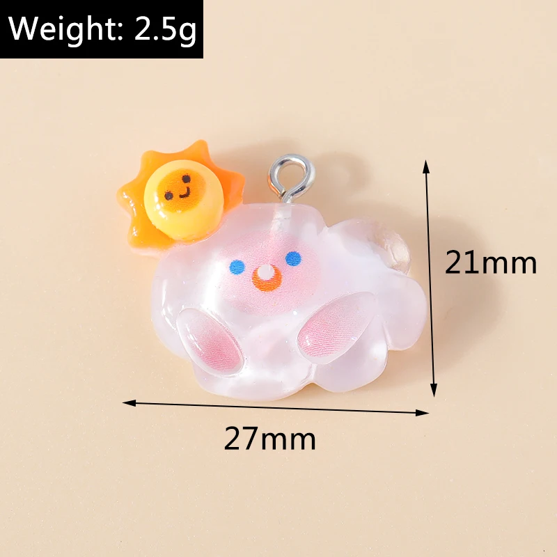 15Pcs New Mix Kawaii Cloud Resin Charms Cute Girls Charms ciondolo per collana bracciale orecchini gioielli fai da te che fanno accessori