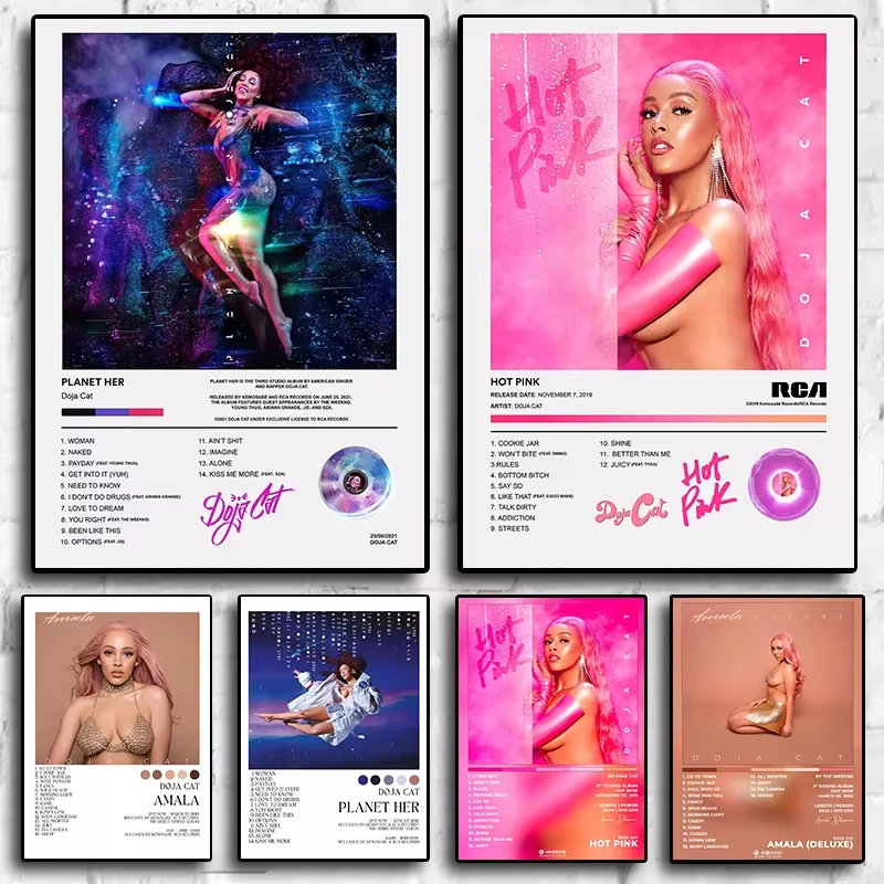 Doja Cat Single Ep Paint The Town Red Poster Set Rapper Music Album Planet Her Domons Cover Canvas Print Pop Wall Art Room Deco