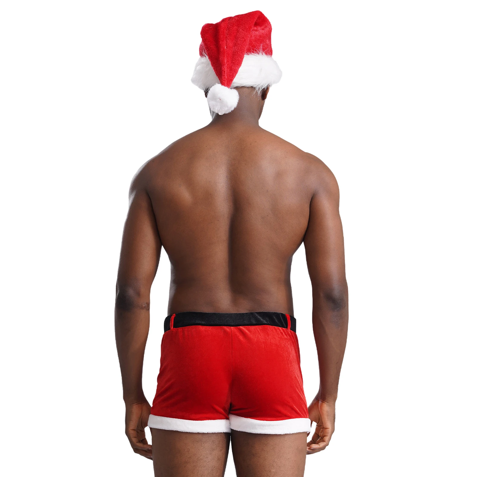 Männer Weihnachten Kostüm Sexy Dessous Set Elastischer Bund Santa Claus Boxer Briefs Shorts mit Hut Karneval Weihnachten Party Clubwear – Detail 15