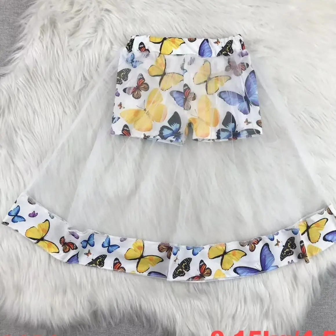 Kids girls skirt clothes from 8 to 12 years Valentines Day girl gauze skirt cartoon butterfly flower pattern white gauze