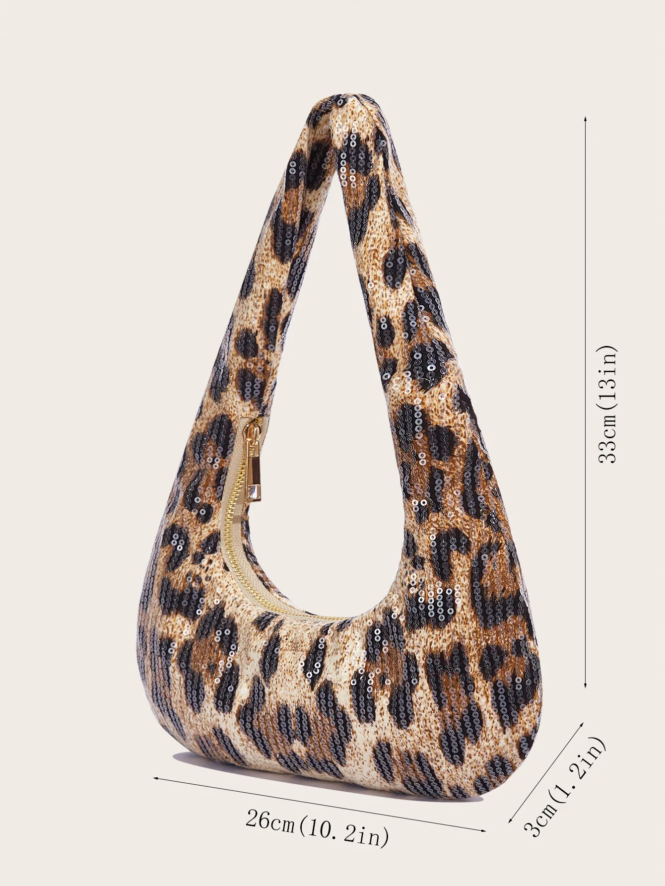 Sequin Leopard Print Evening Clutch for Women Stylish Underarm Hobo Bag Lady Shoulder Handbags for Parties and Casual Outings - view 6