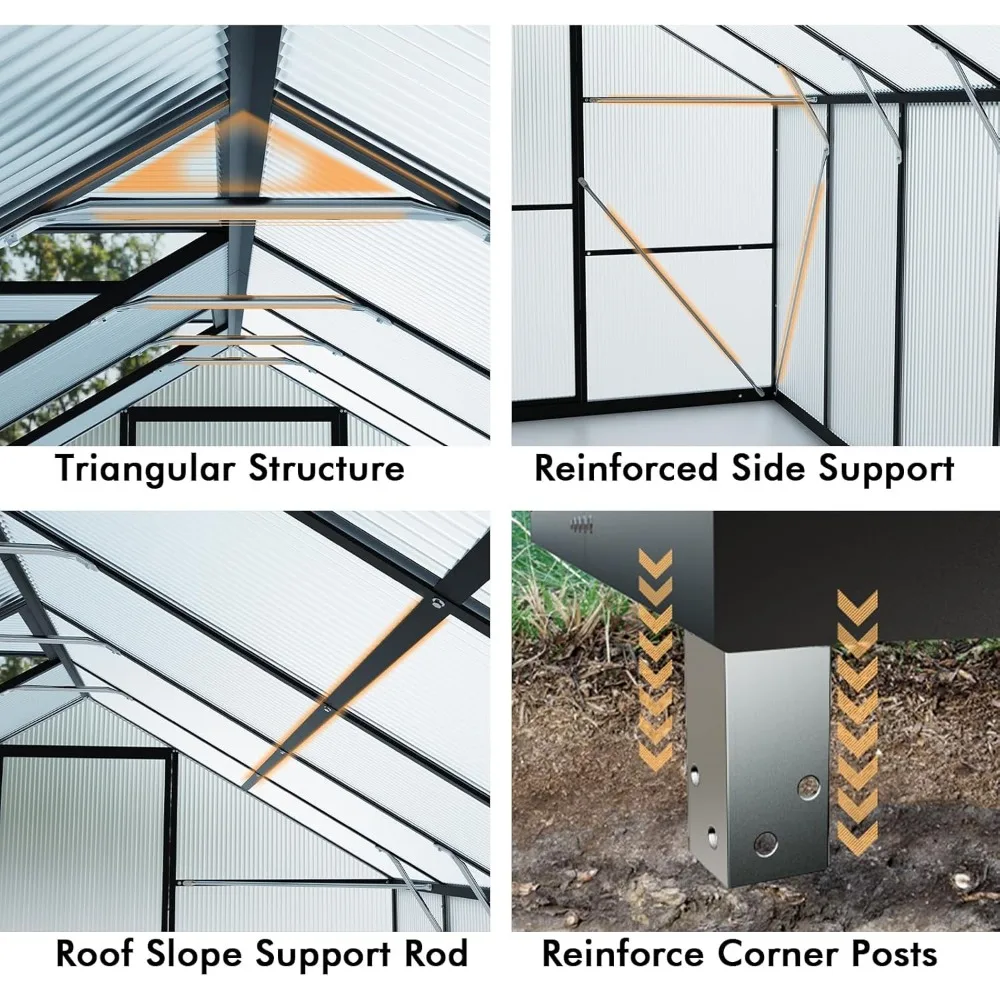 10×12FT Greenhouse for Outdoors, Large Walk-In Green House for Winter Garden Planting, Greenhouse