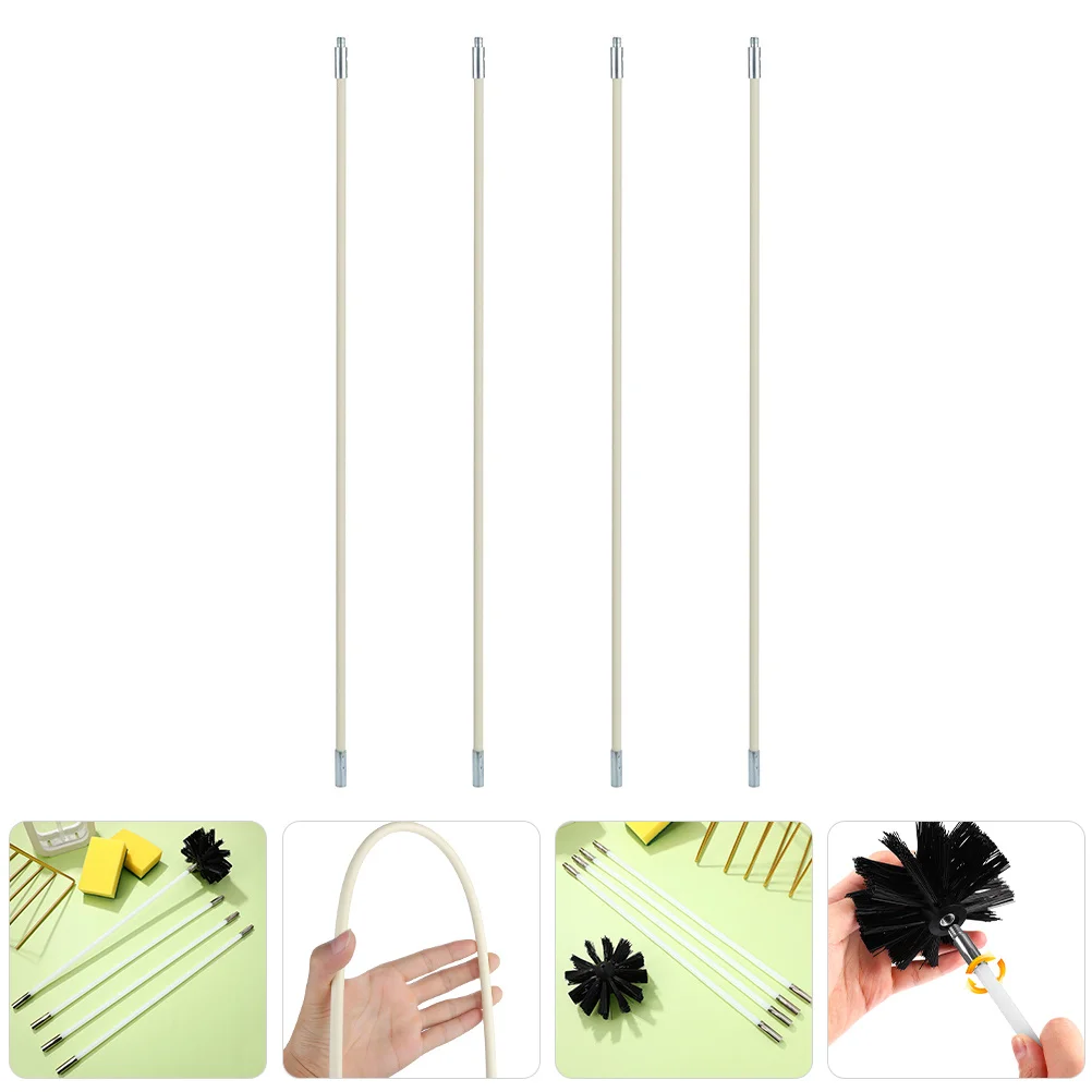 

4Pcs Chimney Cleaning Brush Rods Tough Flue Bends Easy Operate Power Drill Save Time Labor Chimney Rods Air Duct Cleaning Tools