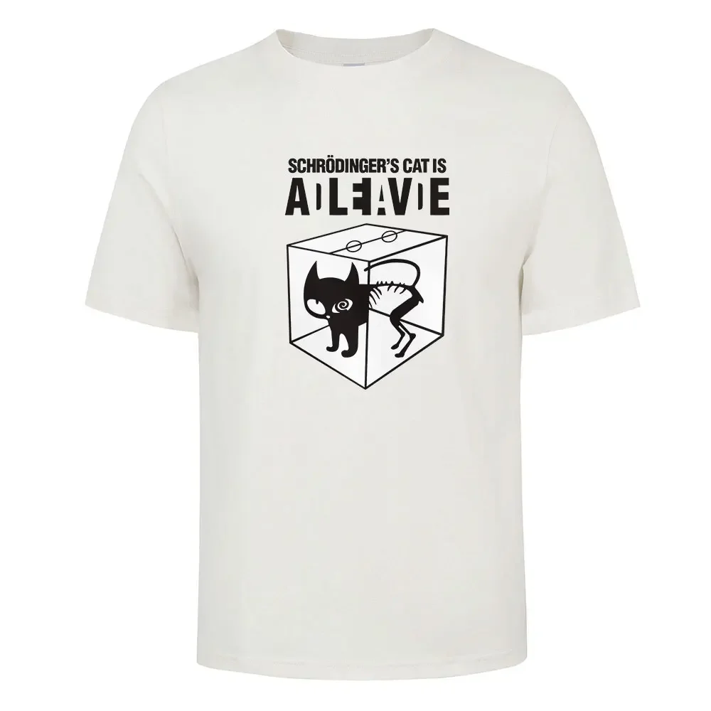 

Футболка мужская с графическим принтом кошки, хлопок, Свободный Повседневный Топ с круглым вырезом, уличный стиль, для мужчин и женщин