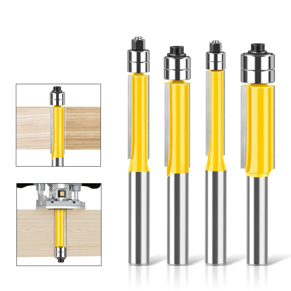 1PC 8MM Shank Milling Cutter Wood Carving Slotted Flat Edge Roter Bit Alloy Blade Head Woodworking Tools Woodwork Milling Cutter