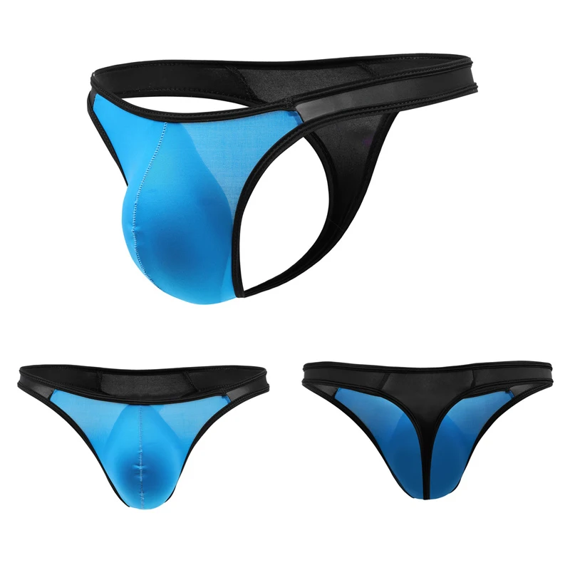 8PCS Men\'s Briefs Sexy Ice Silk Low Waist Bikini Underpants Mens Briefs Underwear Men Sexy Underwear U Convex Thong Pantie