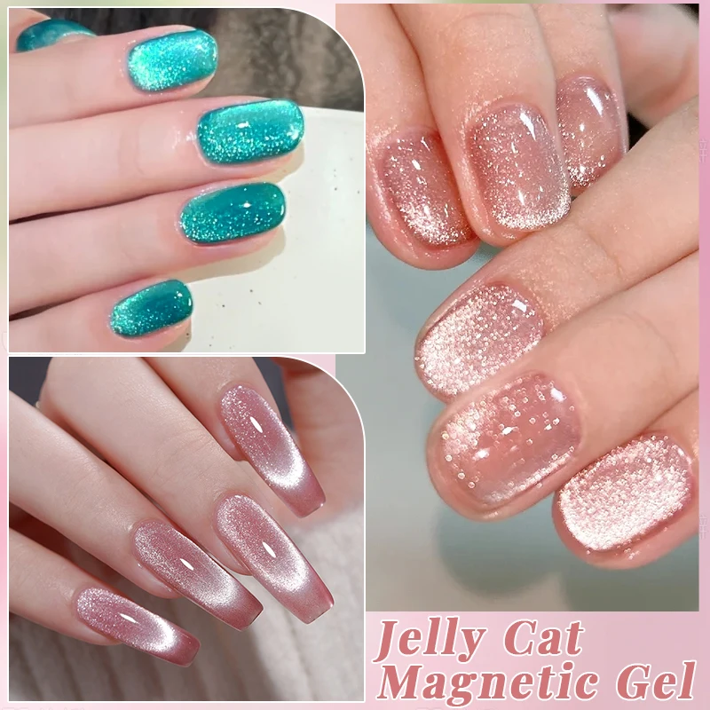 UR SUGAR 15ml Pink Green Cat Magnetic Gel Nail Polish Shine Glitter Semi Permanent Soak Off UV LED Varnish Nail Supplies Art