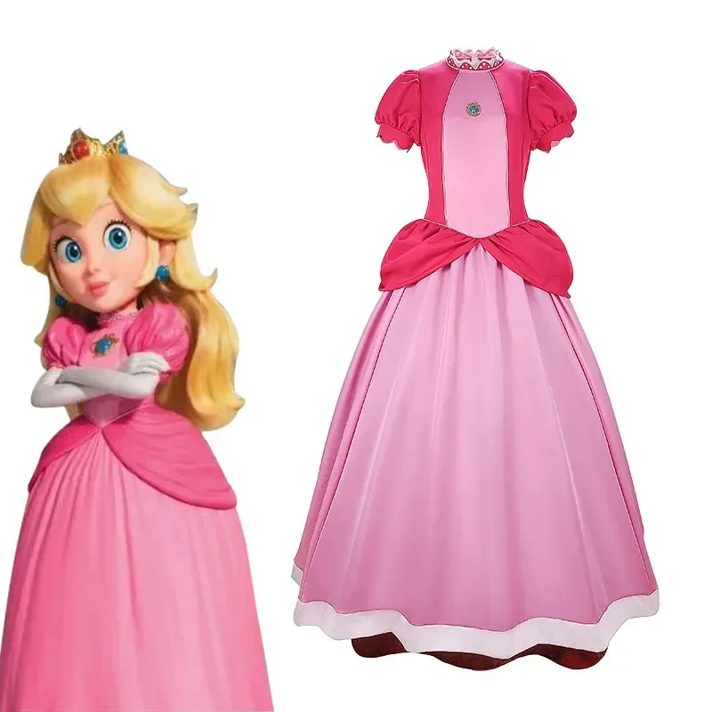 

Аниме принцесса персик с короткими рукавами розовое платье косплей костюм Хэллоуин маскарад карнавальные наряды для вечеринок для взрослых Kidsa; 2'k, 8;c