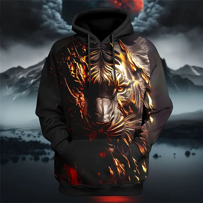 Animal Hoodie For Men Tiger Print High-Quality Men's Pullover Autumn Fashion Top Street Hoodie Designer Long Sleeved Sportswear