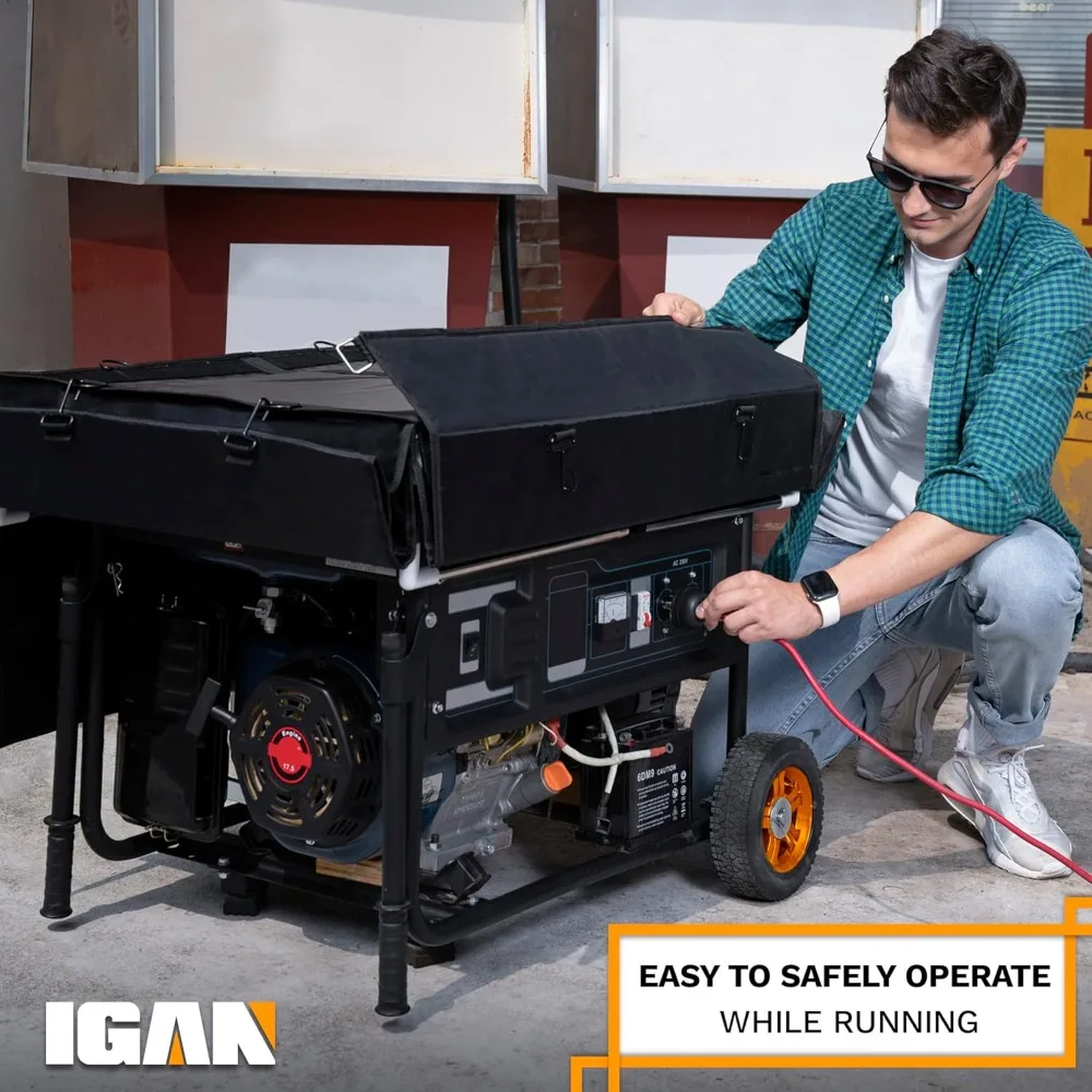 غطاء مولد مقاوم للماء عالي التحمل لموديلات 3500 وات - 12000 وات - حماية للجري والتخزين في الهواء الطلق، أسود #5