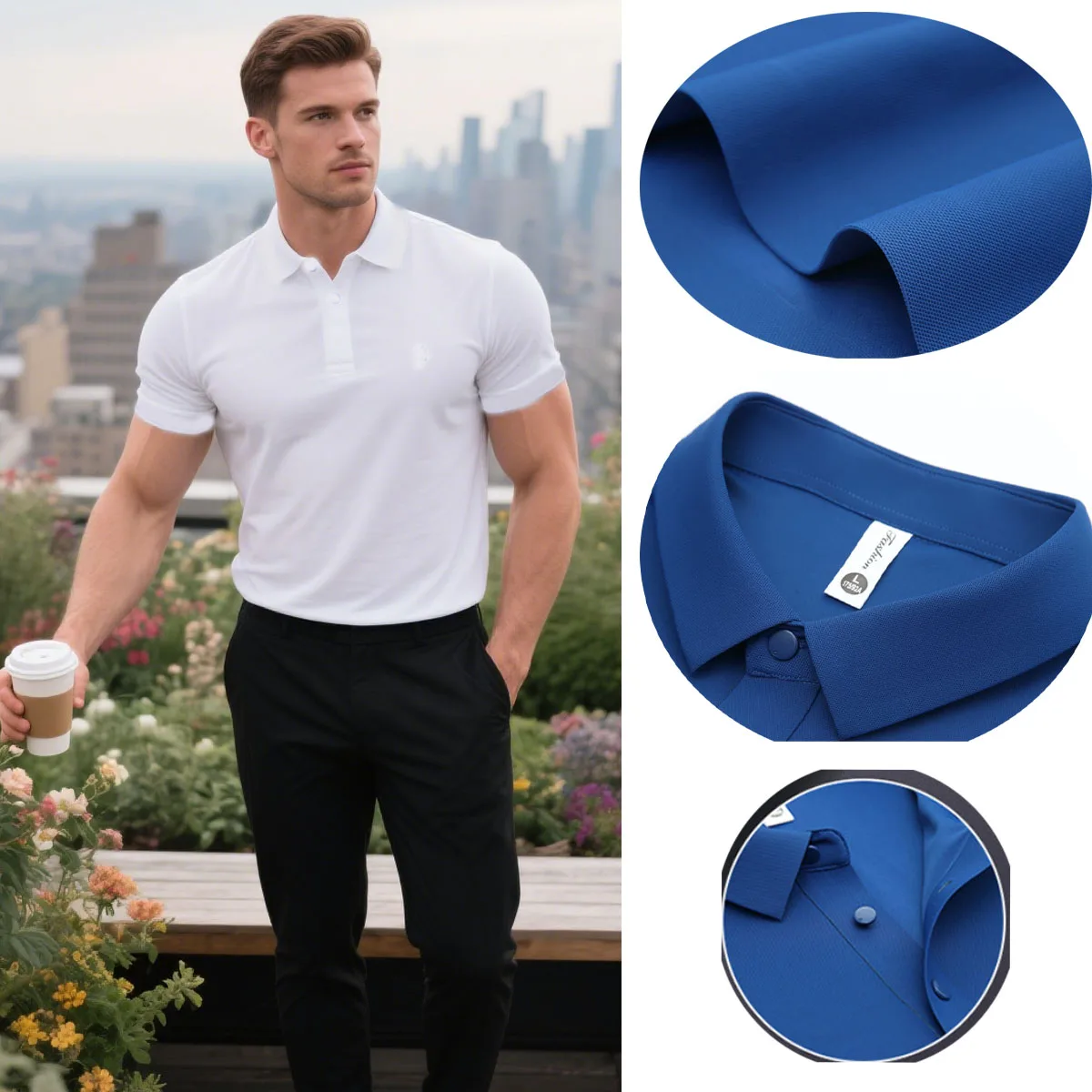 Мужские рубашки поло премиум-класса Seamless Ice Silk | С коротким рукавом, высокая эластичность, без морщин, вертикальный смысл, отложной воротник Мужские рубашки поло премиум-класса Seamless Ice Silk | С коротким рукавом, высокая эластичность, без морщин, вертикальный смысл, отложной воротник