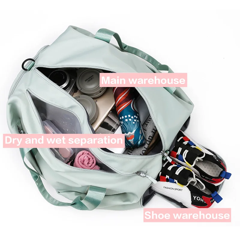 Borsa da palestra sportiva da donna borsa da viaggio asciutta e bagnata borse multifunzione da nuoto Tote spalla Weekend Fitness Duffle scarpe da