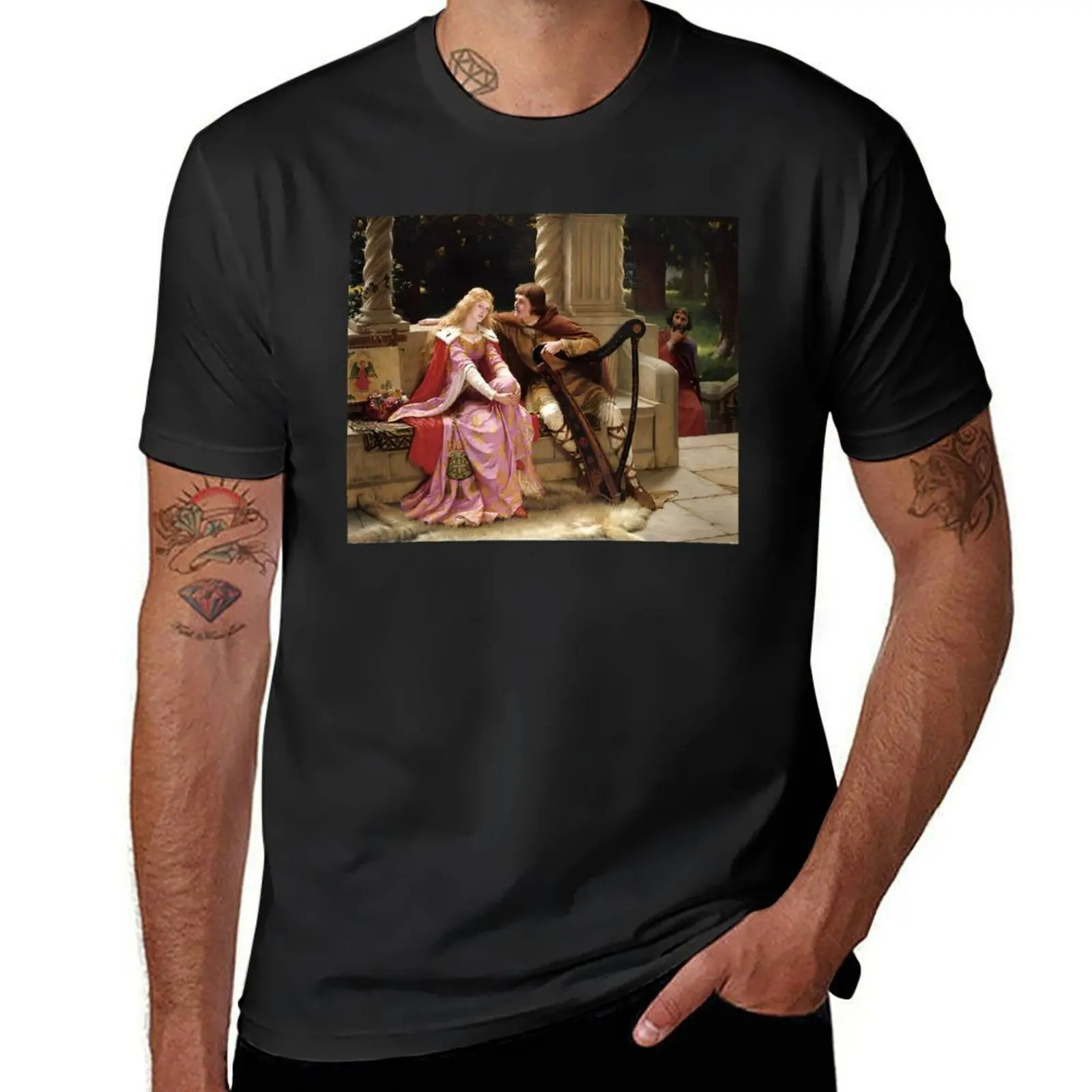 Tristan and Isolde Print Edmund Blair Leighton T-Shirt blacks quick drying big and tall t shirts for men