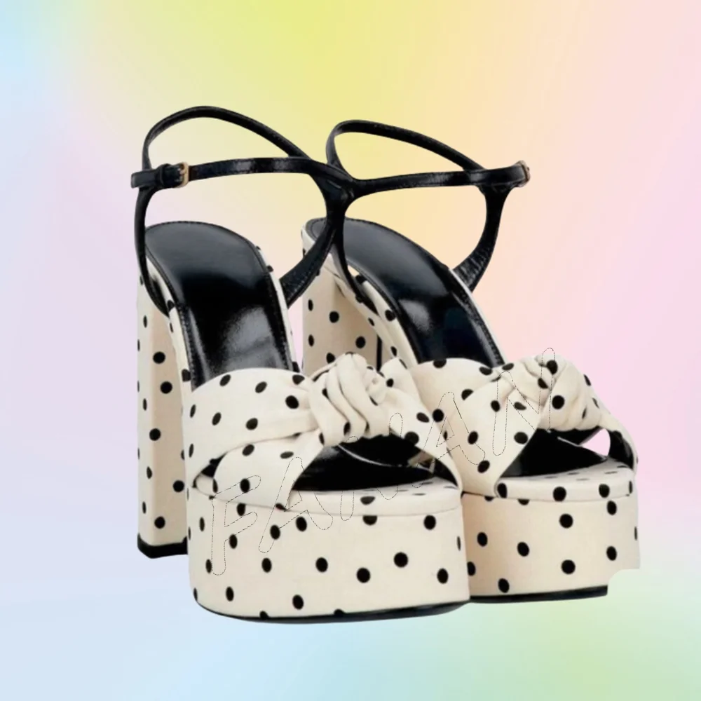 

Black Beige Bow Knot Platform Sandals Square Chunky Heels Shoes Ankle Buckle High Heel Shoes for Women 2025 Zapatos Para Mujere