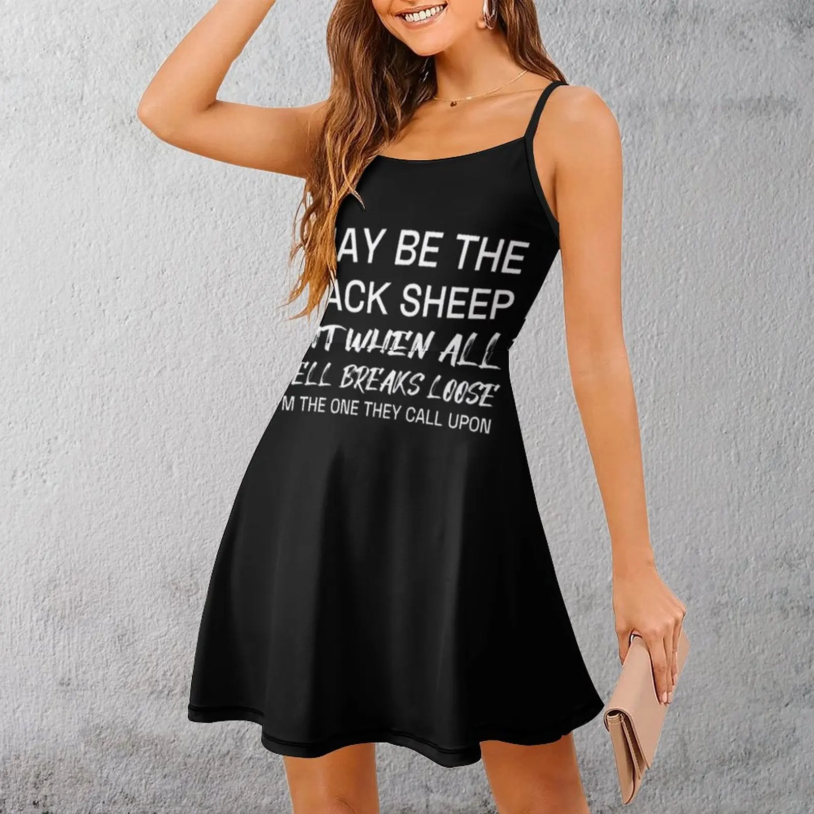 

Black Sheep Hero Quote Women's Sling Dress Novelty Strappy Dress Graphic Sexy Woman's Clothing Vacations