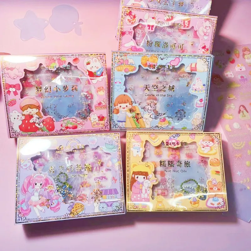 Set Kartu Goo DIY Stiker Gu-Card Set Kotak Hadiah Rekening Tangan Set Stiker Gu-Card Estetika