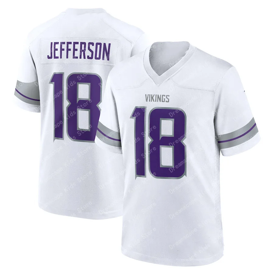 25/24 New Arriavl Summer Men T-shirt Justin Jefferson Minnesota Viking No.18 Quick Drying Women Men T-Shirt Adult Jersey Kit Top