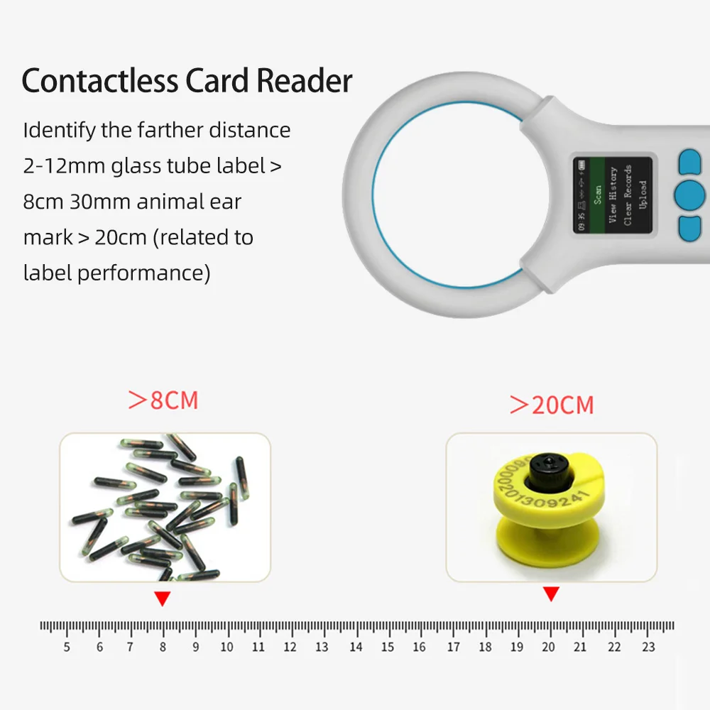 Animal Microchip Pet Tag Scanner ID Reader RFID EMID Animal Handheld Chip Reader BT+USB+2.4G Support 500 Informations Storage