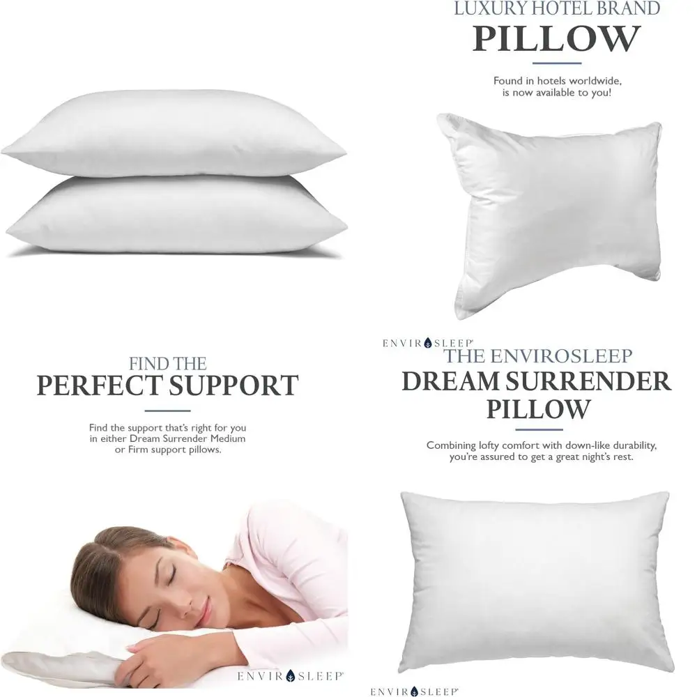 

Hypoallergenic Polyester-Filled Cotton Pillows - Medium Support Queen Size Set of 2, Ideal for Comfort and Allergy Relief
