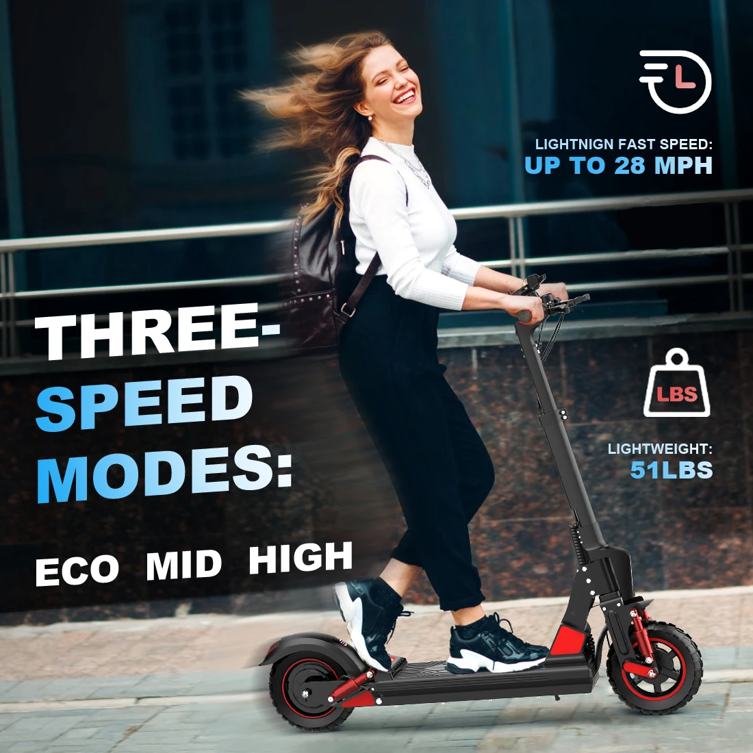 Folding Electric Scooter, 500W Motor, 48V 15Ah Lithium Battery, 10 inch Tire Adult Escooter, Max Speed ​​45-50 km/h, With stand