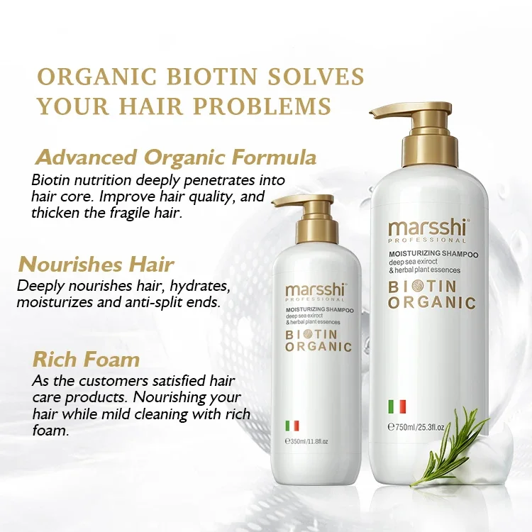 Factory OEM ODM Marsshi Organo biotin Shampoo Rich in vitamin nourishing moisturizing soft repair Hair Shampoo