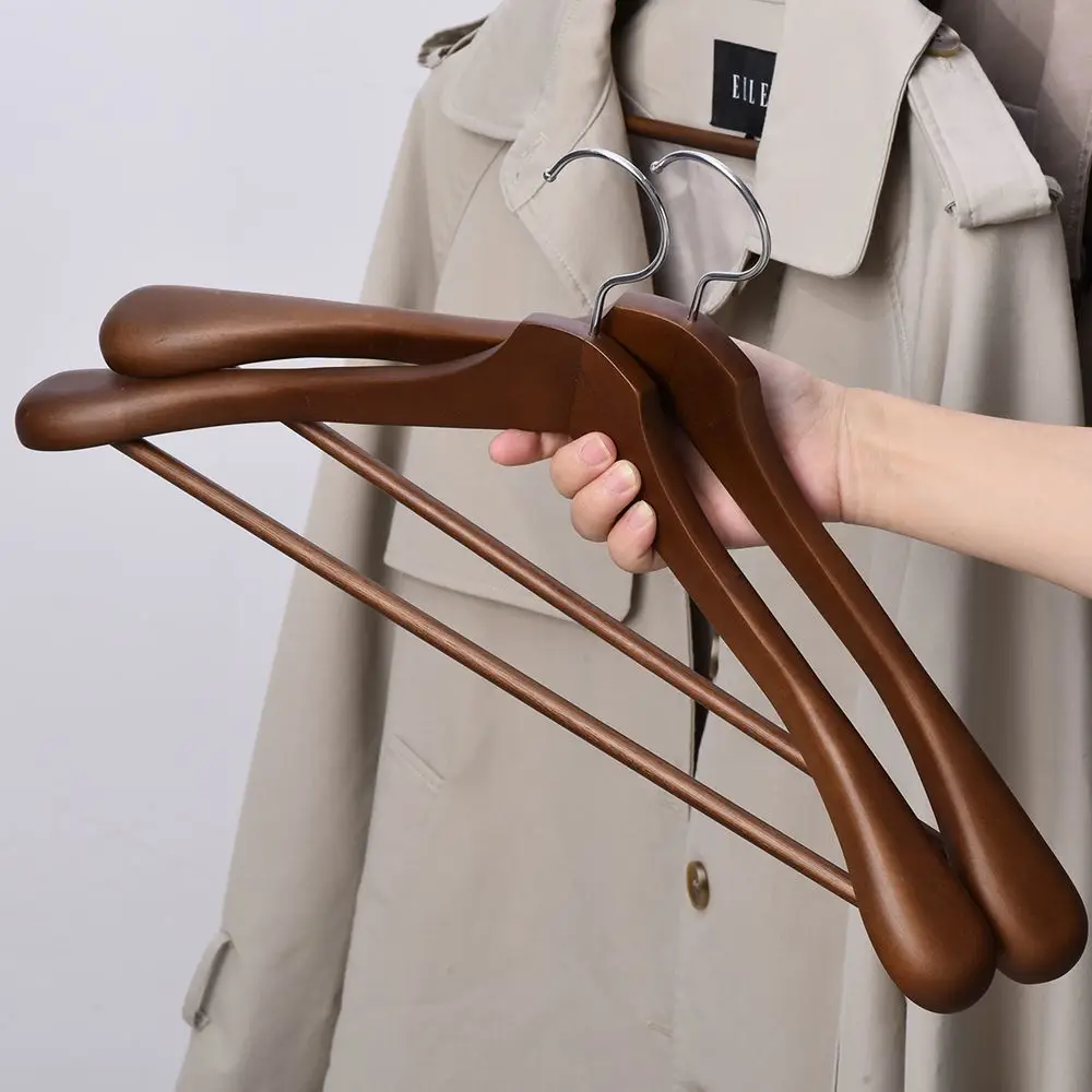 Coat Solid Wood Hanger Household Non Slip Wide Shoulder Marking Wooden Suit Hanging Clothes Support Mink Special