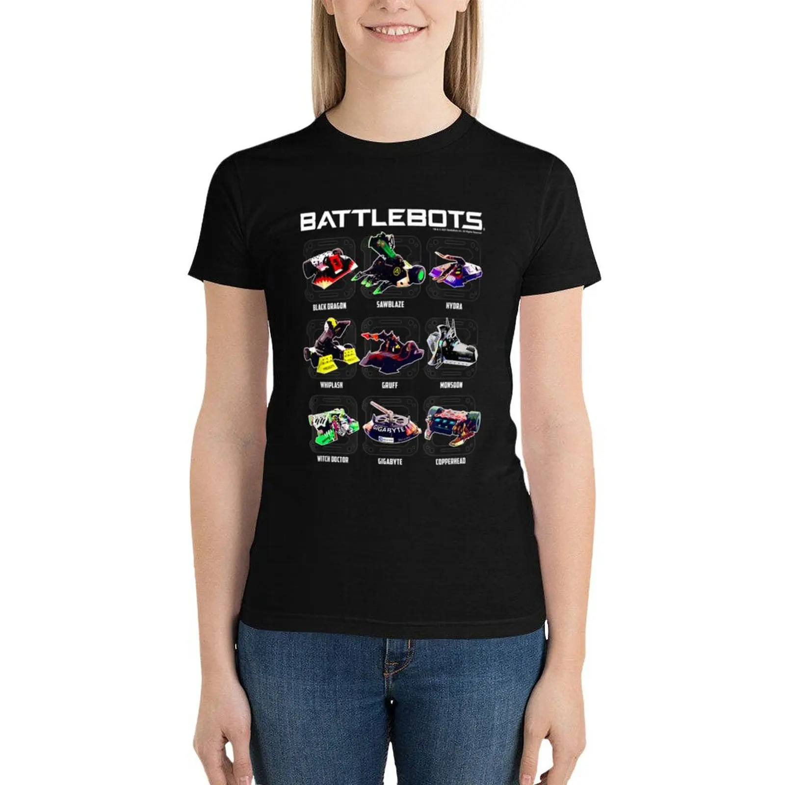 BattleBots Group Robot Photo Box Up T-Shirt cute tops Female clothing korean Women's clothes