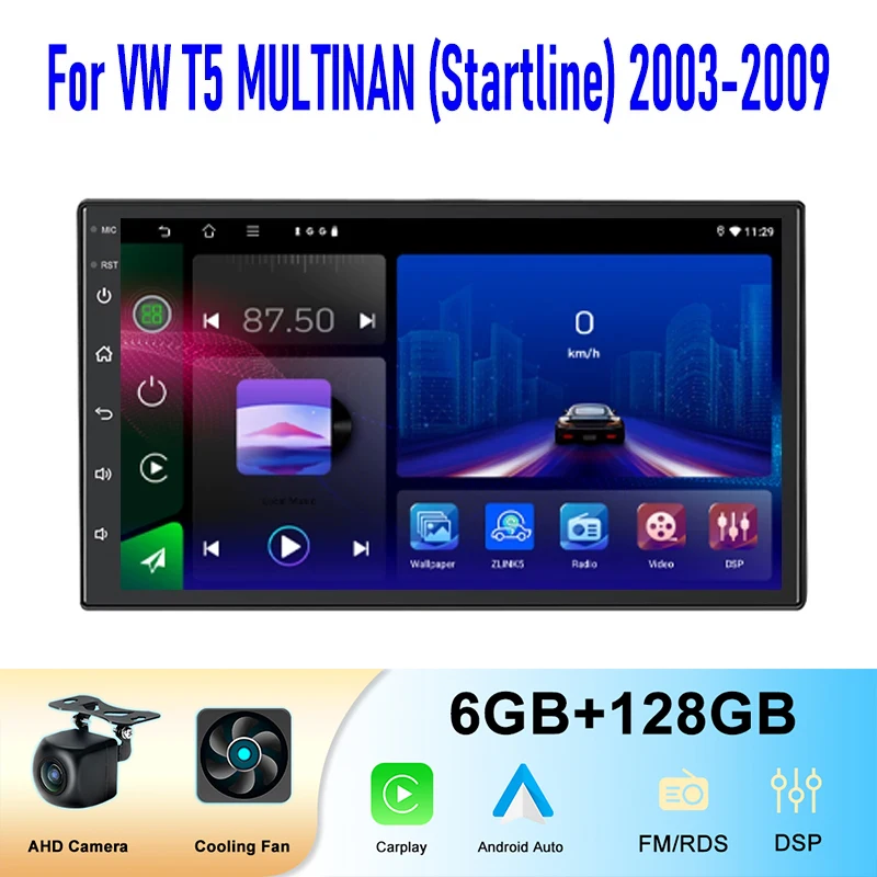 

7" Car Stereo Radio For VW T5 MULTIVAN/Startline 2003-2009 Wireless Apple Carplay Android Auto Head Unit GPS WIFI Navi 6+128GB