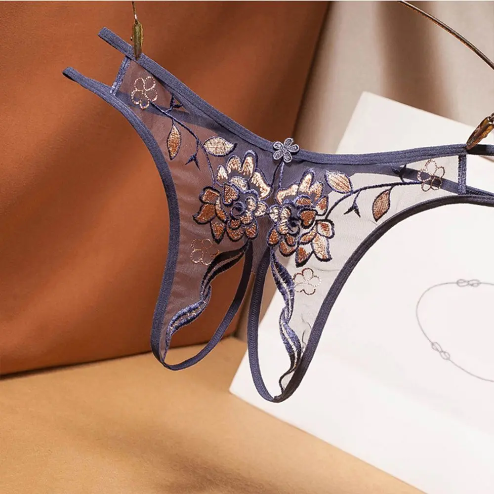 

Ladies Lingerie Transparent Low Waist Lace Crotchless Thongs Panties Underwear G Strings