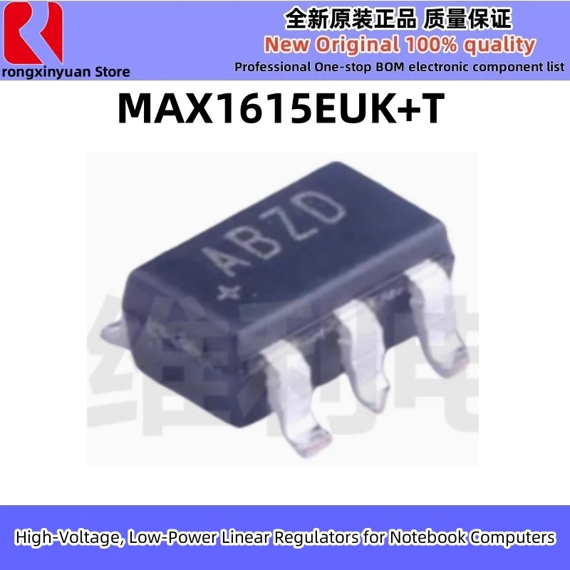 10Pcs MAX1615EUK+T MAX1615EUK MAX1615 ABZD SOT23-5 High-Voltage, Low-Power Linear Regulators for Notebook Computers 100% New