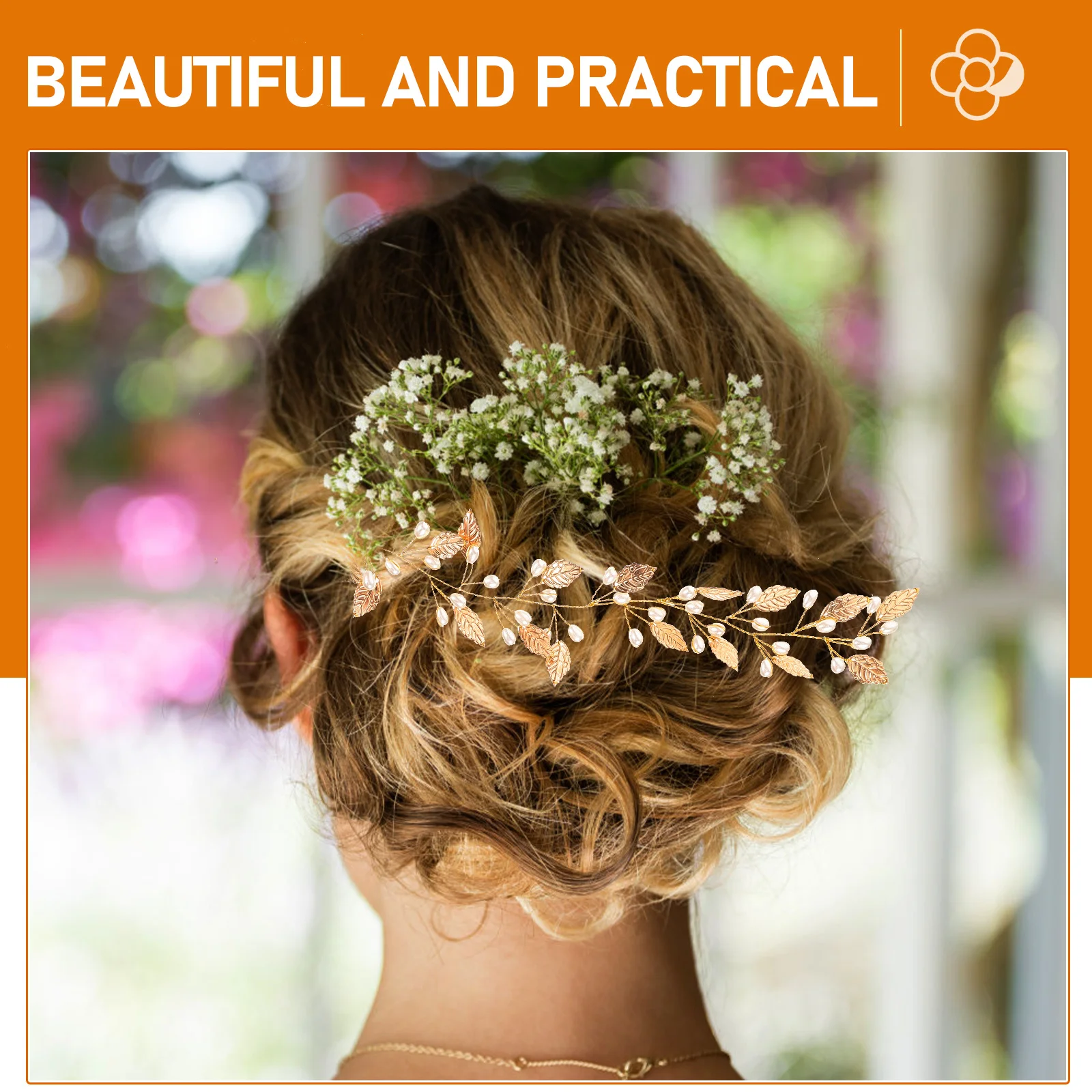 

Pearl Hair Vine Elegant Faux Pearls Metal Leaves Bridal Headwear for Wedding Evening Party Banquet Photo Shoot Bridal Hair Vine