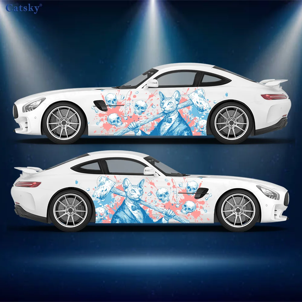 

Sphinx Cat with Axe Cutting Bones Car Vinyl Wraps Decal Self-adhesive PVC Sticker Suitable for Trucks SUV Decor Auto Accessories