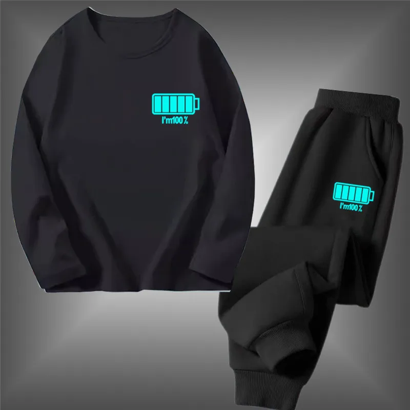 

Boys Spring Autumn Luminous Clothes Set Kids Long Sleeved Glowing Battery Top and pants Outfit Teens Fashion Tracksuit