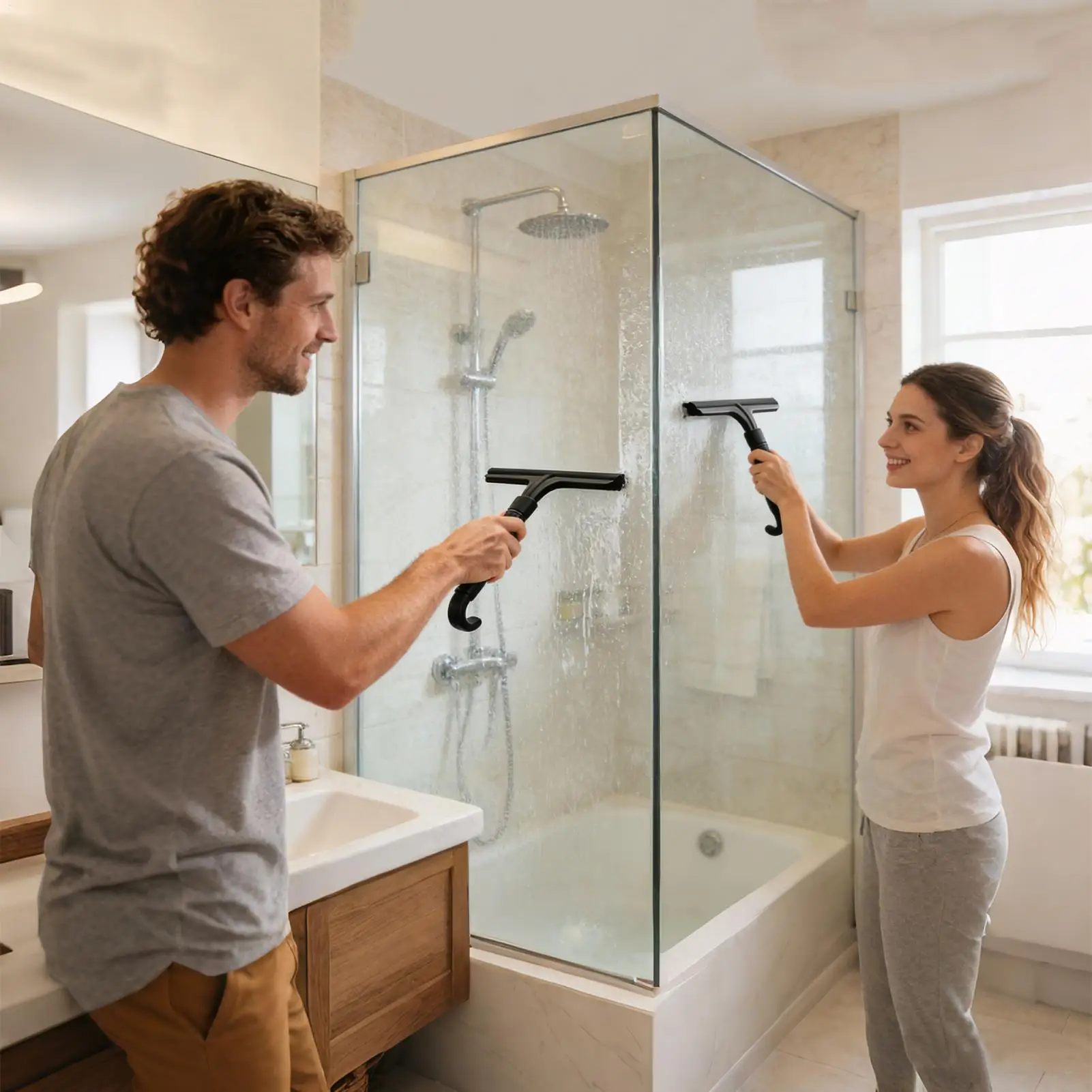 Shower Door Squeegee Bathroom Door Water Stains Wiper Handheld Window Squeegee For Home Mirror Tile Wall Shower Car Windshield