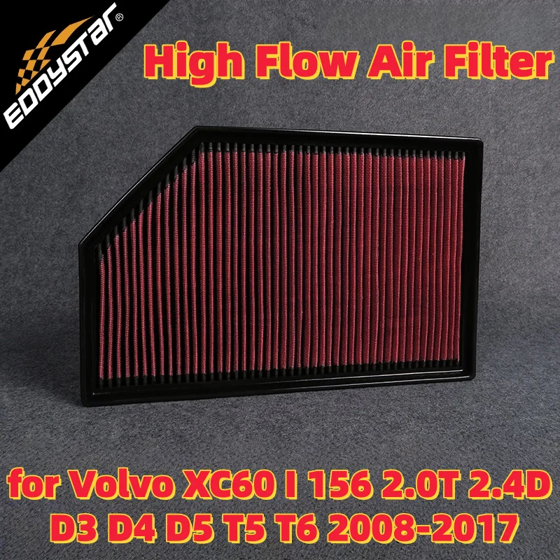 

High Flow Sport Air Filter for Volvo XC60 I 156 2.0T 2.4D D3 D4 D5 T5 T6 2008-2017 Washable Racing Intake Filters