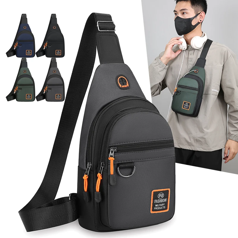 

Leisure Multifunctional Men's Chest Bag Nylon Shoulder Bag Running and Cycling Bag Outdoor Sports Crossbody Travel Phone Bags