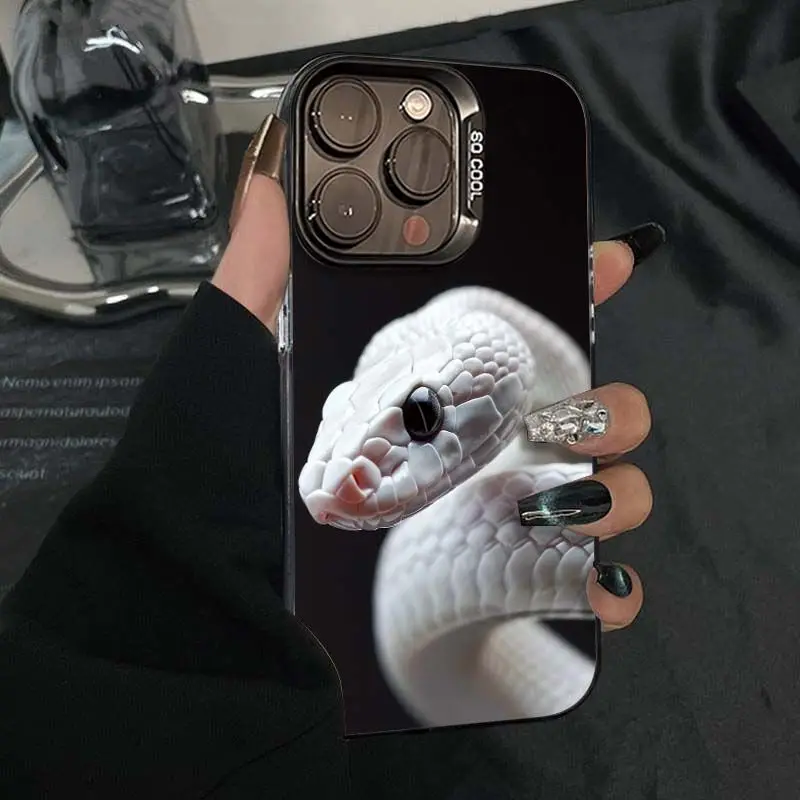 2025 White Snake FOR iphone16plus mobile phone case iPhone14 niche 12/13Promax new all-inclusive protective case