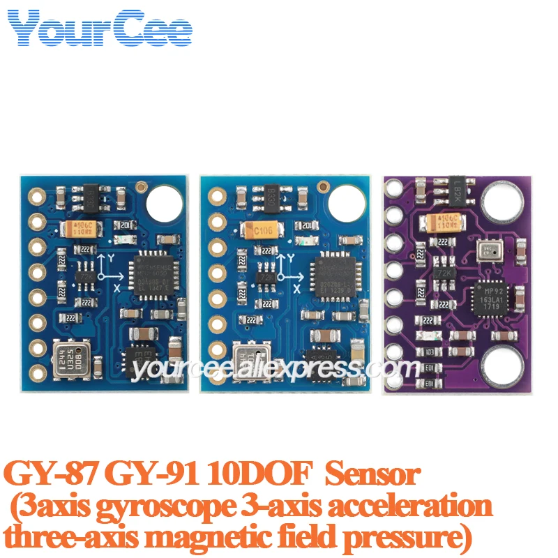 5pcs/1pc GY-87 GY-91 3 Axis Gyroscope Acceleration Magnetic Field Pressure MPU6050 HMC5883L QMC5883 BMP180 10DOF BMI160 6DOF
