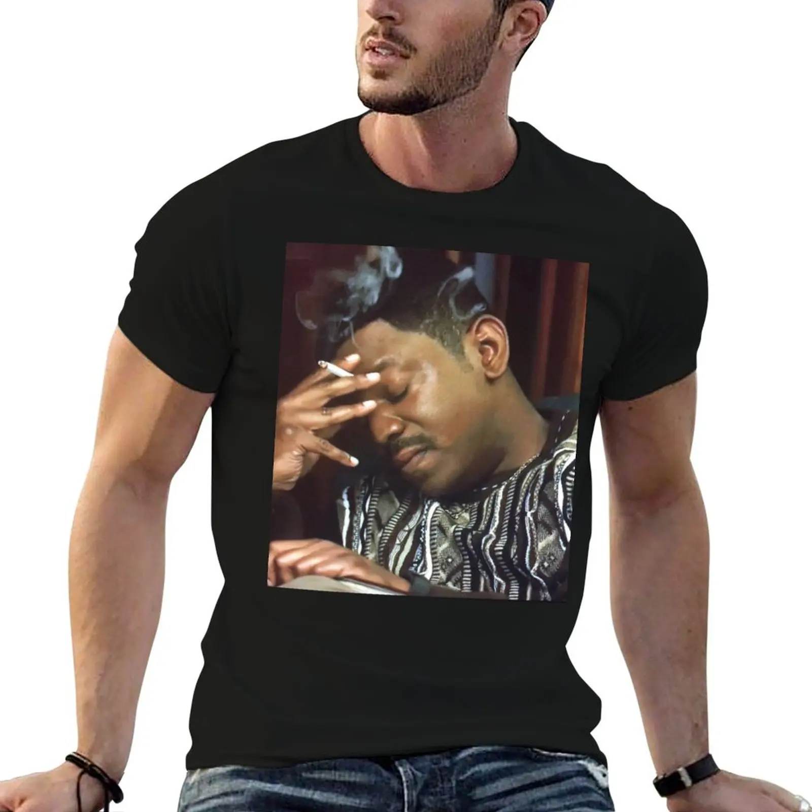 Mekhi Phifer Meme Smoking Reaction Gif head down eyes closed The Bobby Brown Story T-Shirt essential t shirt mens t shirt