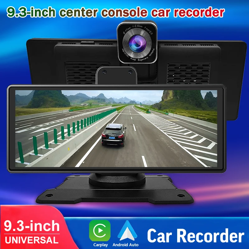 

9.3 Inch 4K+1080P Dash Cam Wireless Carplay & Android Auto Car Stereo TF Card 5G WiFi GPS Navigation Rearview Cam Video Recorder