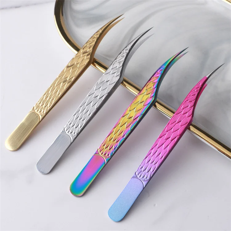 4PCS Falsche Wimpern Pinzette Set Für Wimpern Extensions Liefert Edelstahl Augenbraue Clip Zange Professionelle Nail art Make-Up-Tools – Detail 3
