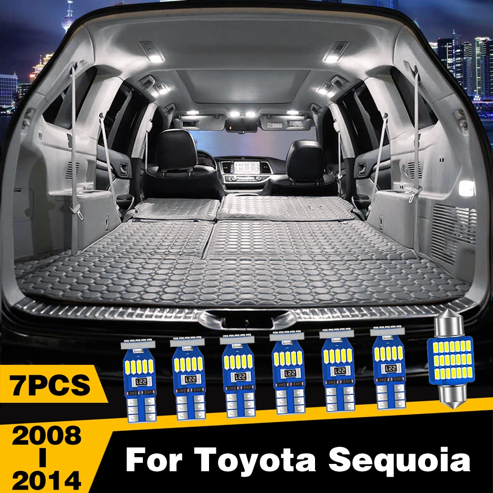

7 Pcs LED Highlight Car Interior Dome Reading Light Roof Lamp Accessories For Toyota Sequoia 2008 2009 2010 2011 2012 2013 2014