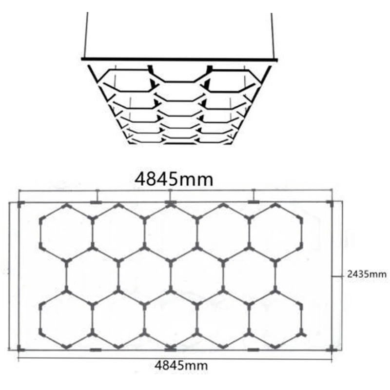 Hexagon LED Lighting for Garage Workshop Honeycomb Hex Lights 15.8*7.9ft Lighting Car Detail for Car Wash Beauty Station Office